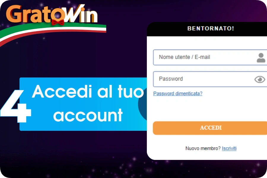  Gratowin Accedi al tuo account